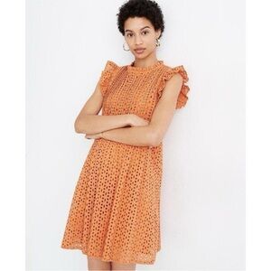 Madewell Orange Eyelet Mini Dress Small S women’s lace